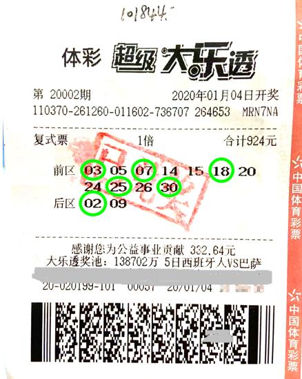 山东德州购彩者复式投注大乐透喜获奖金10万余