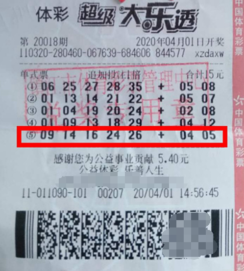随机选号获好运 江苏彩友喜中大乐透奖金28万多