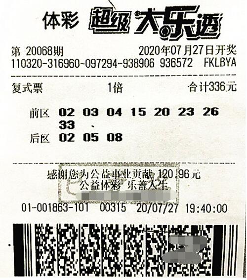 逛超市随手一投 江苏女购彩者领走大乐透1028万大奖