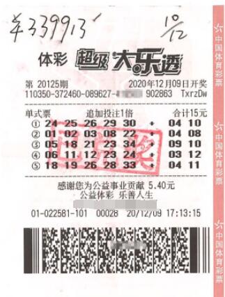 广东彩民购彩十余年 一朝命中大乐透大奖33万！