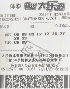体彩大乐透第2021133期中奖票样