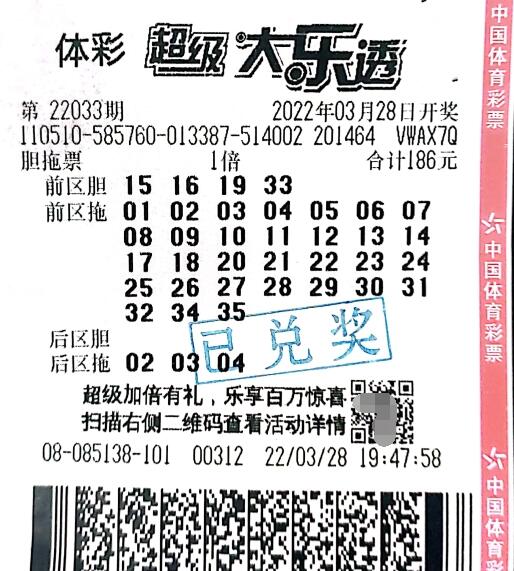 1005万！四川广元中奖者复式票领走大乐透大奖