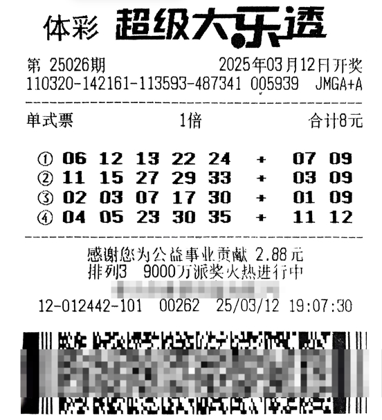 江苏泰州彩友领走大乐透1000万大奖