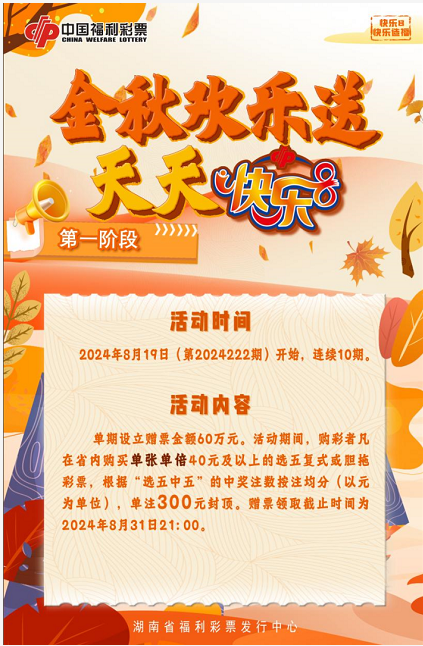 “金秋欢乐送，天天快乐8”第一阶段活动火热来袭