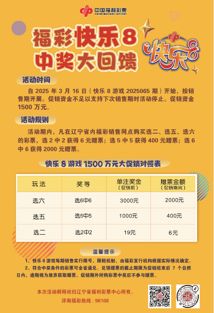 福彩“快乐8” 中奖大回馈促销活动火热开启