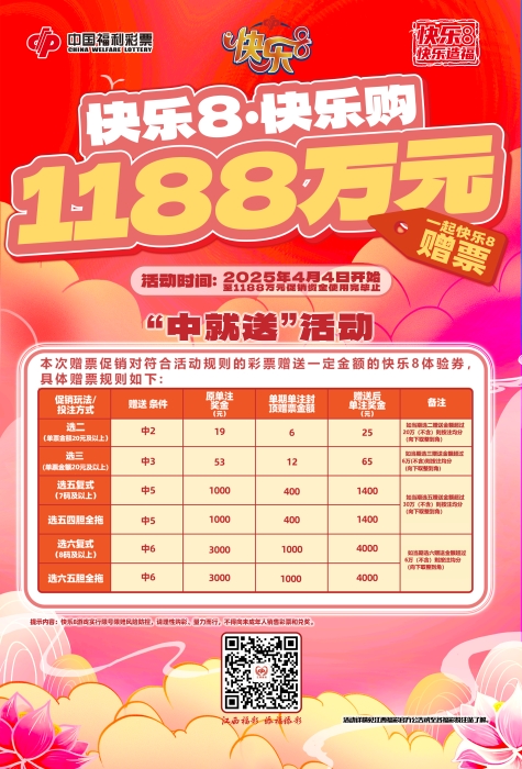 快乐8·快乐购 ——江西福彩1188万元赠票活动欢乐来袭