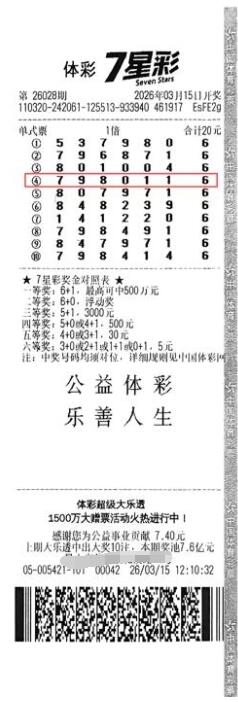 七星彩中奖彩票