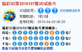 彩票之家福彩3d试机号开奖结果