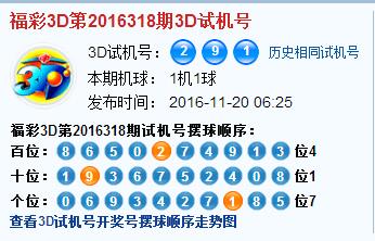 彩票之家福彩3d试机号开奖结果