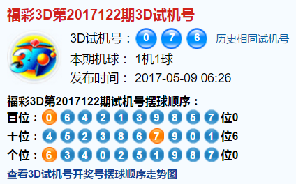 彩票之家福彩3d试机号开奖号
