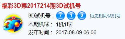 彩票之家福彩3d试机号开奖号