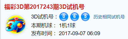 彩票之家福彩3d试机号开奖号