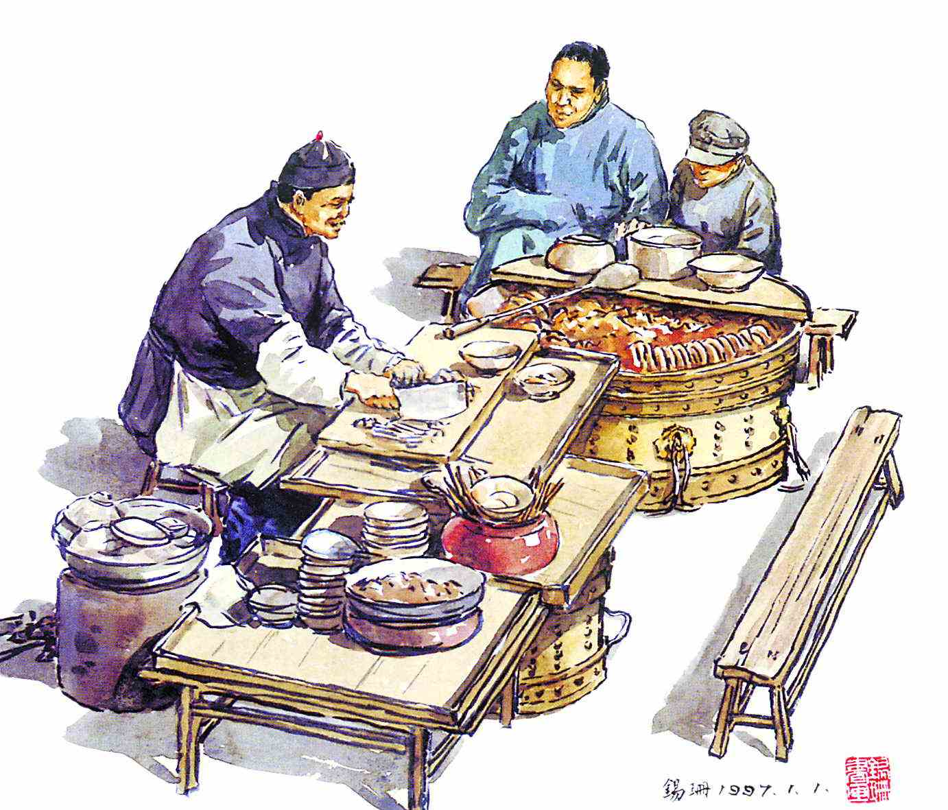 三更起，架汤锅，取五味，共调和