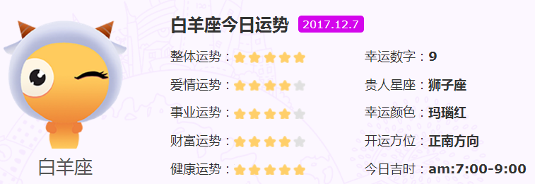 白羊座今日运势详解