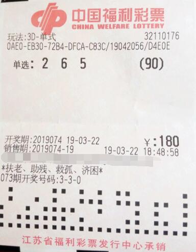 江苏镇江女彩民找规律 喜中3d奖金9万多元