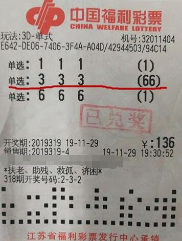 随口念出豹子号 江苏南京彩民喜获3d大奖