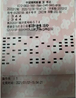 新疆彩民让3d持之以恒 精心选号中奖金10.4万元