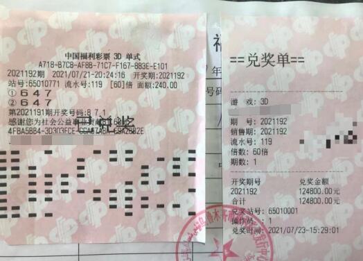 新疆彩民中12.48万元3d大奖 解了燃眉之急