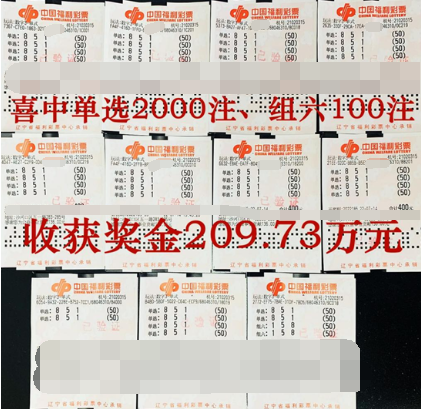 一鸣惊人 辽宁大连彩友收获3D奖金209万多元