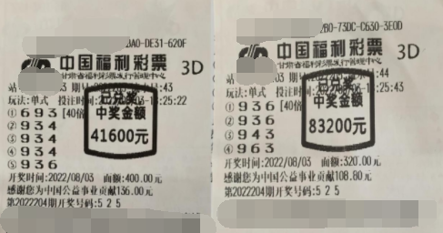 甘肃平凉老彩民倍投 3d喜中奖金124800元