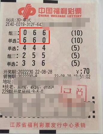 江苏无锡彩民“单组搭配”中3D奖金1.3万多元