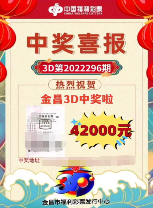 江苏金昌购彩者搭上3D派奖末班车 收获奖金4万多元