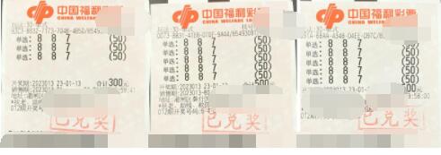 福彩3D游戏第2023013期中奖票样