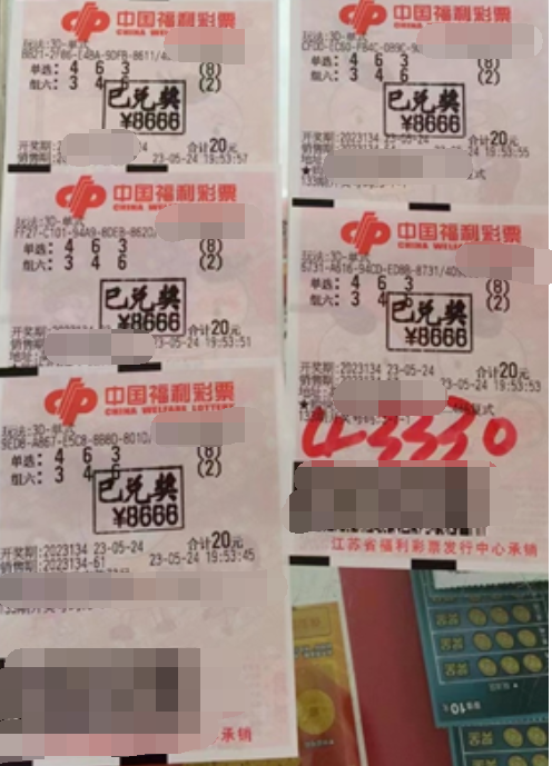 自选号码 江苏扬州彩友中得3D游戏4.333万元