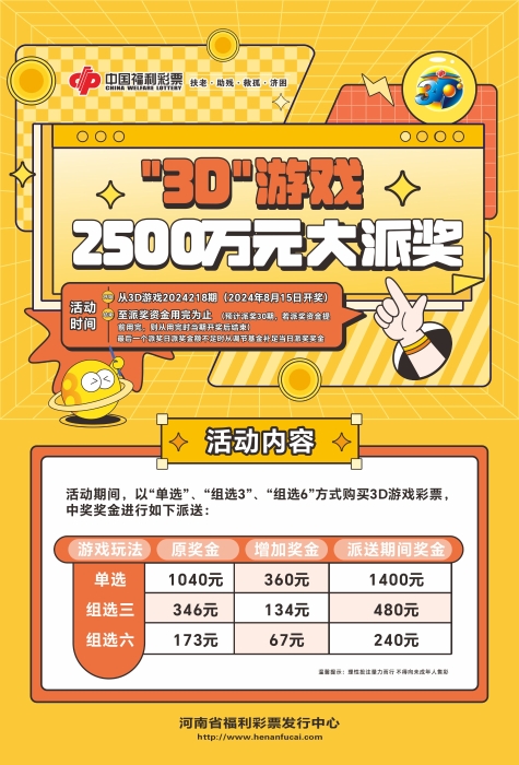 2500万元！河南福彩3D大派奖活动重磅来袭