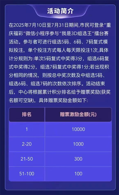 3d加奖活动