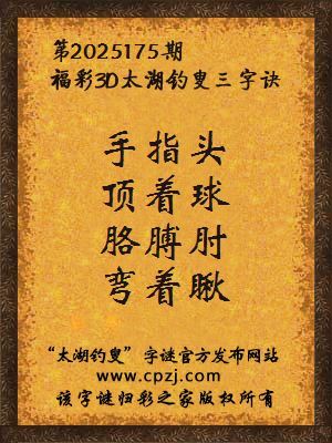 福彩3d第2025175期太湖钓叟字谜