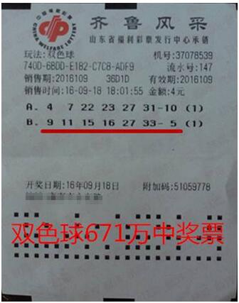 双色球第2016109期单式投注票样 双色球第2016109期单式投注票样
