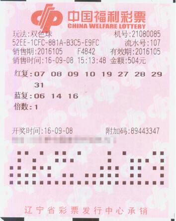 双色球第2016105期复式投注票样 双色球第2016105期复式投注票样