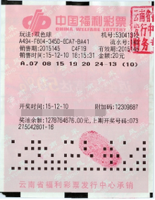 双色球第20150145期中奖票样 双色球第20150145期中奖票样