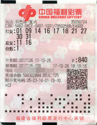 大神带我飞 福建南平彩民团合买中得829万双色球大奖！