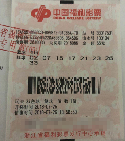 浙江杭州彩民领取587万元双色球一等奖