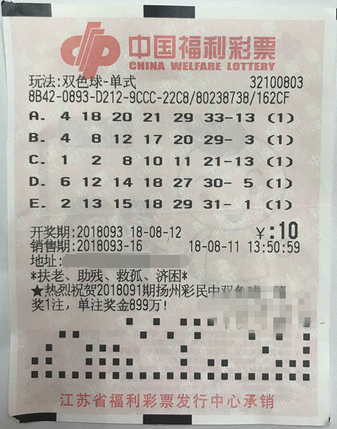 江苏扬州广陵彩民喜中双色球二等奖30.48万元