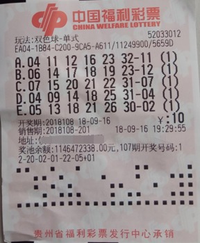 贵州彩民10元机选收获双色球585万元头奖