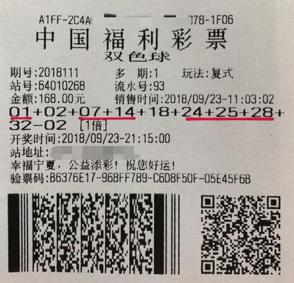 宁夏彩民中秋佳节小复式喜获双色球二等奖