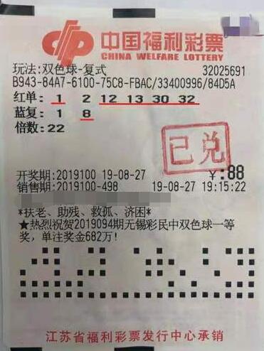 妻子“神助攻”助江苏彩民中双色球7万多元