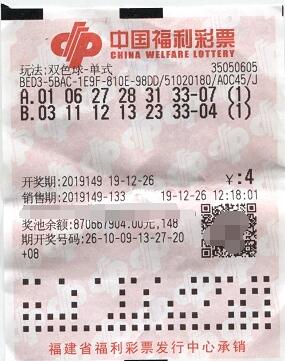福建泉州女彩民仅花4元中双色球604万大奖