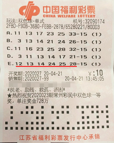 机选+守号 江苏盐城彩民喜中双色球二等奖21万