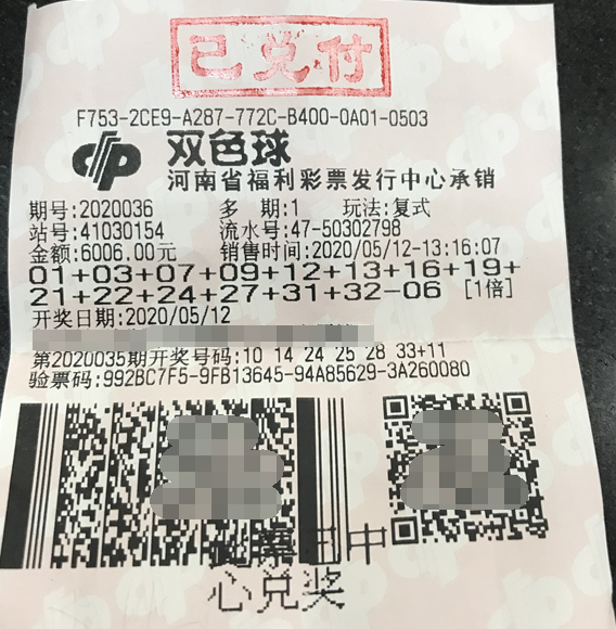 复式投注，河南彩民喜领双色球大奖1024万元