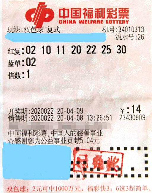 安徽合肥彩民中双色球头奖 度疫情危机