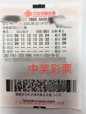 只在周日投注3注双色球 广东“六元哥”中1注头奖615万元