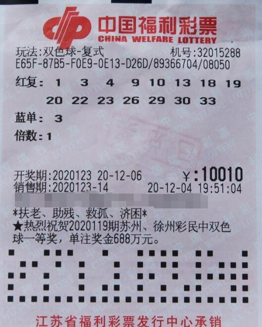 江苏南京彩民跟双色球投缘 再中千万大奖！