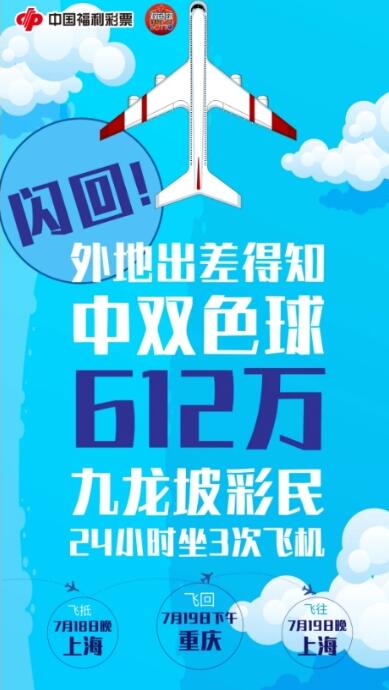闪回！外地出差中双色球612万！重庆九龙坡彩民24小时坐3次飞机