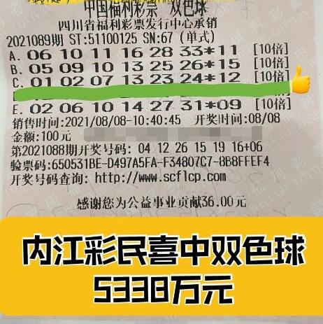 四川超幸运彩民中双色球5338万巨奖：想带老婆去逛商场
