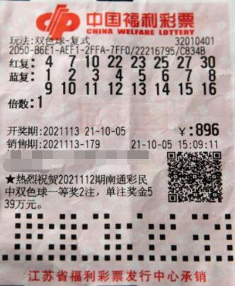 江苏南京技术型彩民全蓝复式力擒双色球一等奖！