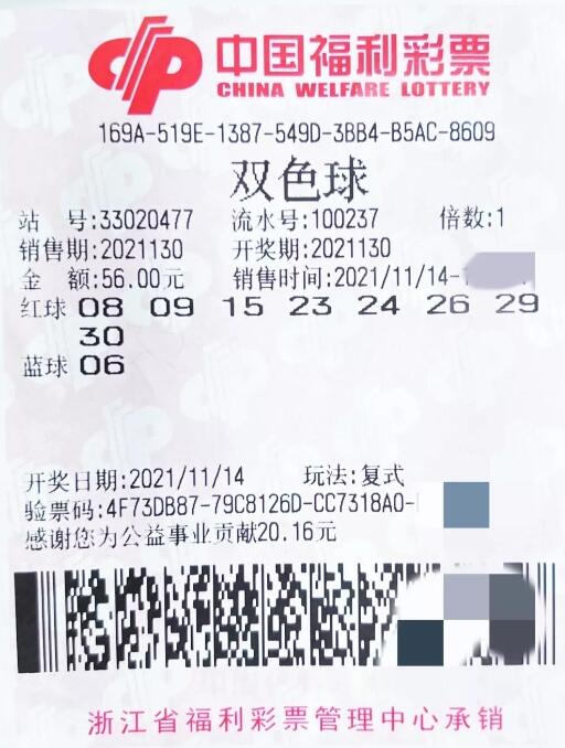 浙江宁波五人合买彩票 喜中“双色球”637万元大奖